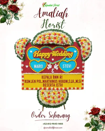 Karangan Papan Bunga Pernikahan di Gerem